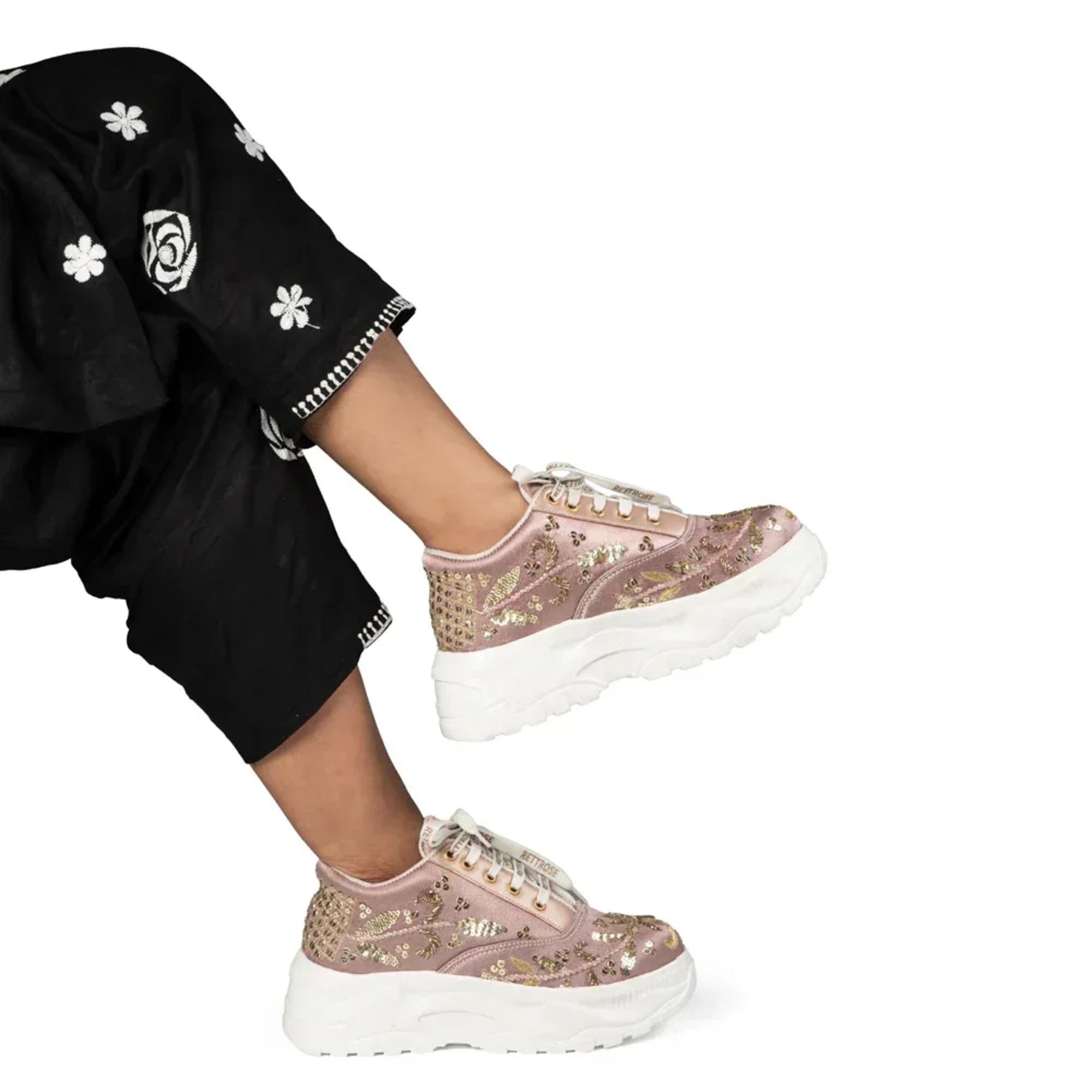 The Amelienne Luxury Blush Vine Embellished Trainer
