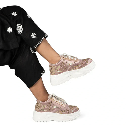 The Amelienne Luxury Blush Vine Embellished Trainer