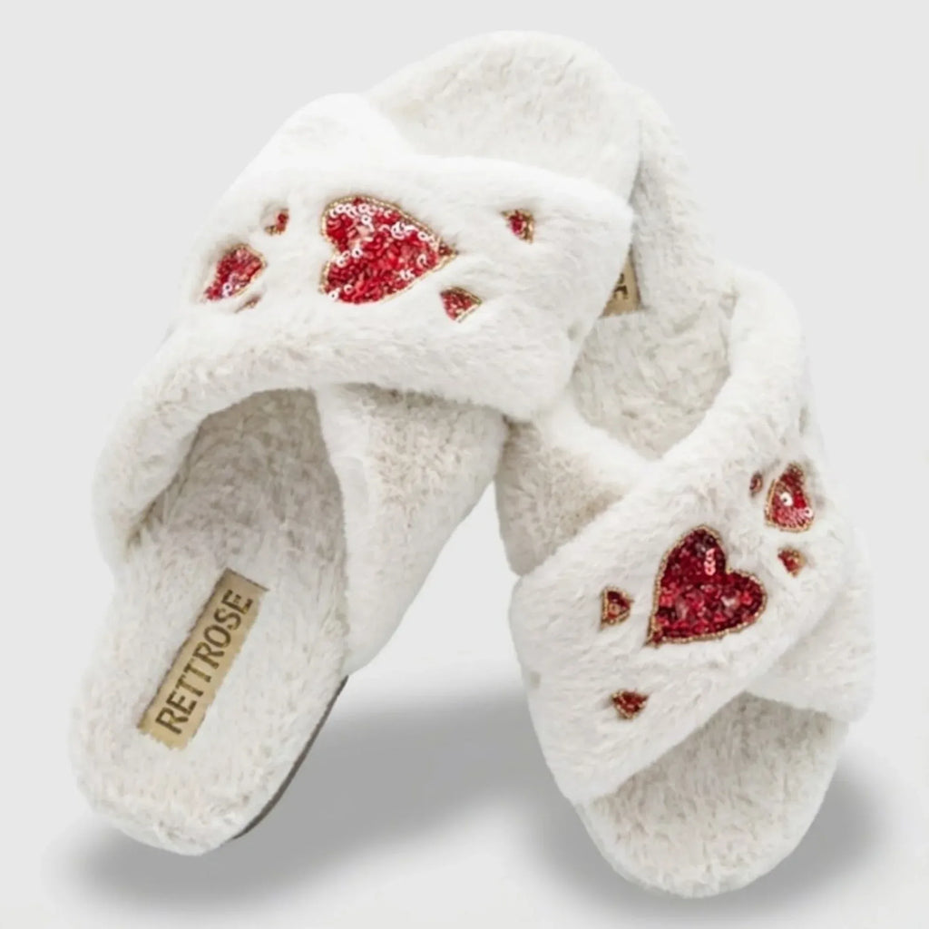 The Kaylee Cream Luxury Plush Diamante Embellished Slippers