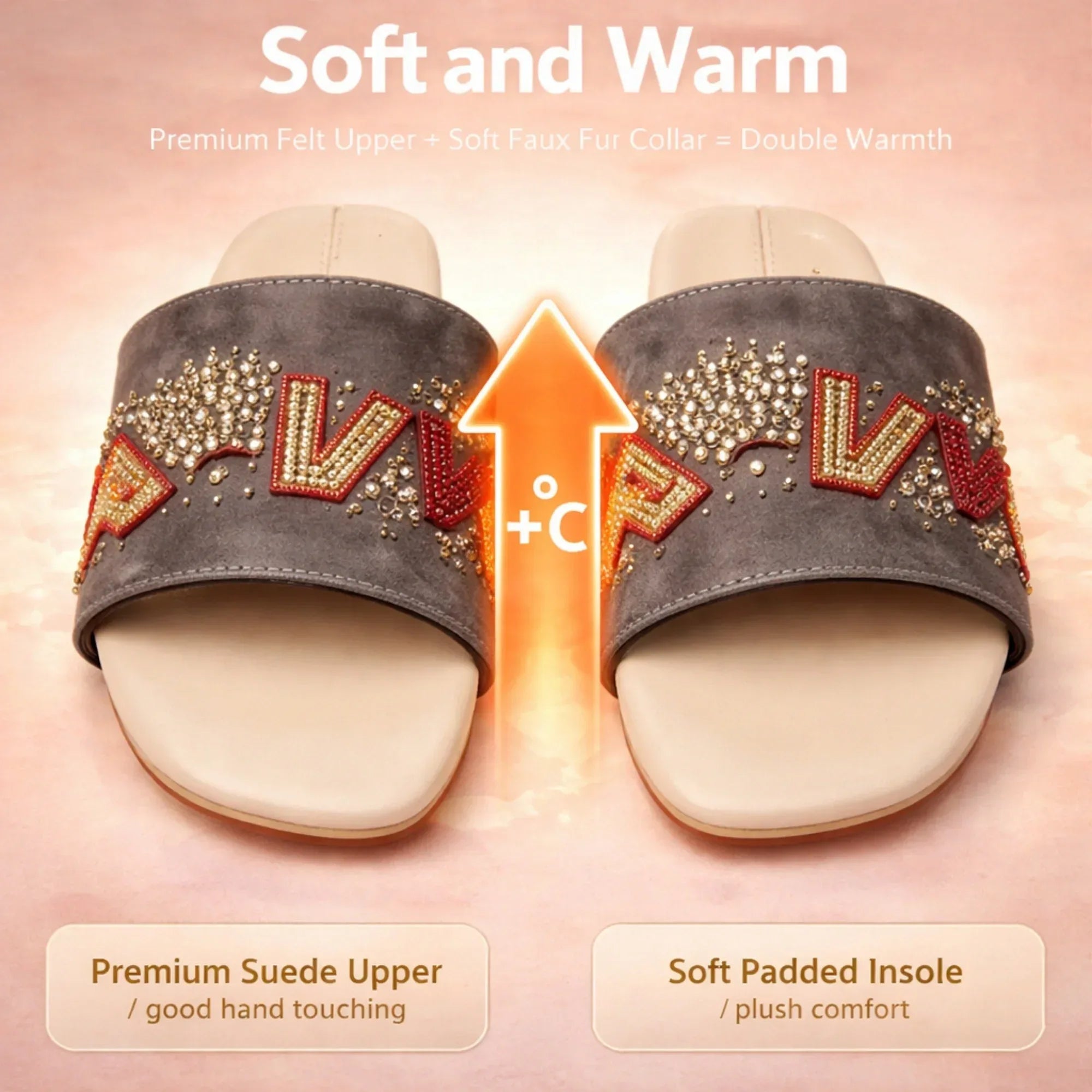 The Valentina Lush Grey Embellished Flats