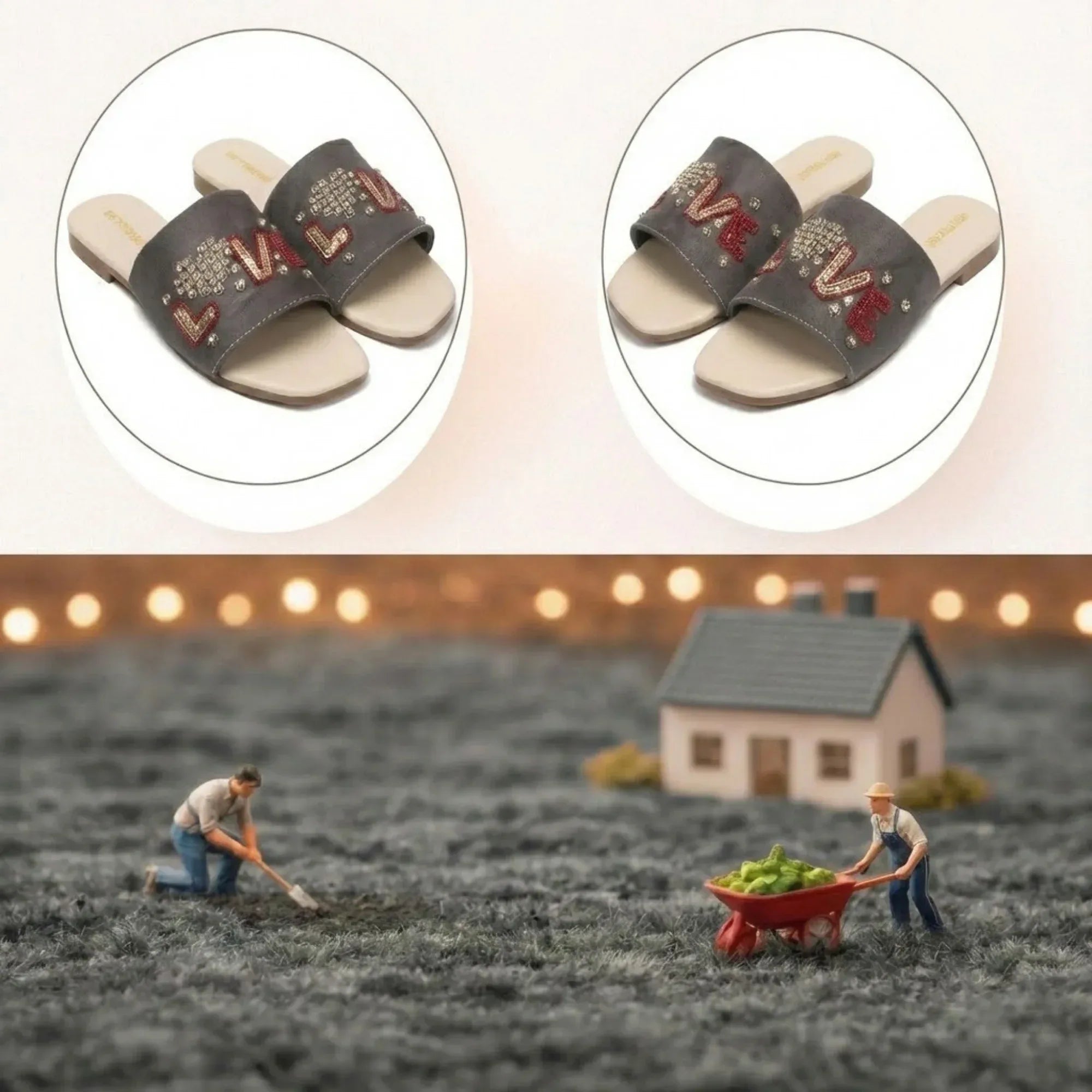 The Valentina Lush Grey Embellished Flats