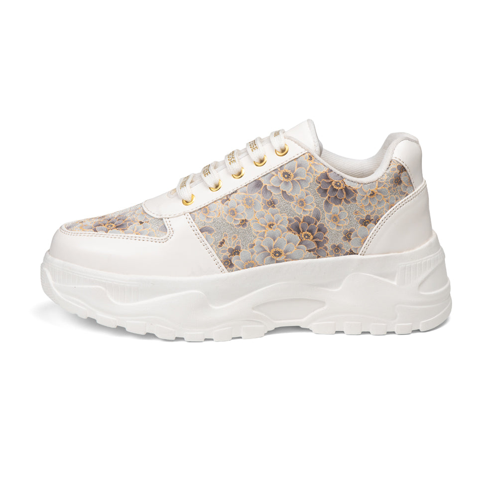 The Florence Glow White Grey Luxury Embellished Casual Sneaker