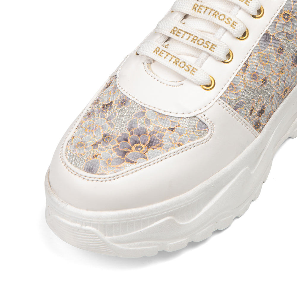 The Florence Glow White Grey Luxury Embellished Casual Sneaker
