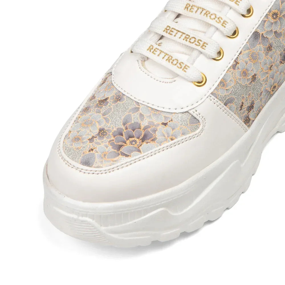 The Florence Glow White Grey Luxury Embellished Casual Sneaker