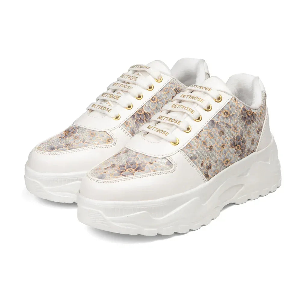 The Florence Glow White Grey Luxury Embellished Casual Sneaker