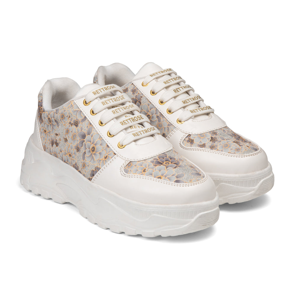 The Florence Glow White Grey Luxury Embellished Casual Sneaker