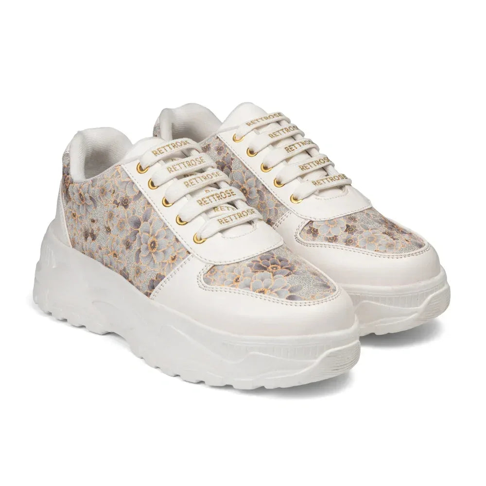 The Florence Glow White Grey Luxury Embellished Casual Sneaker