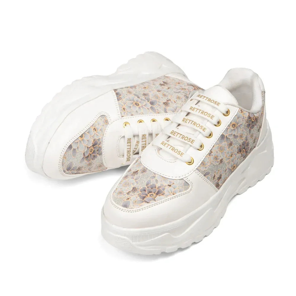 The Florence Glow White Grey Luxury Embellished Casual Sneaker
