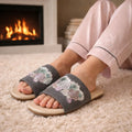 The Fleur Dusk Floral Grey Embellished Flats
