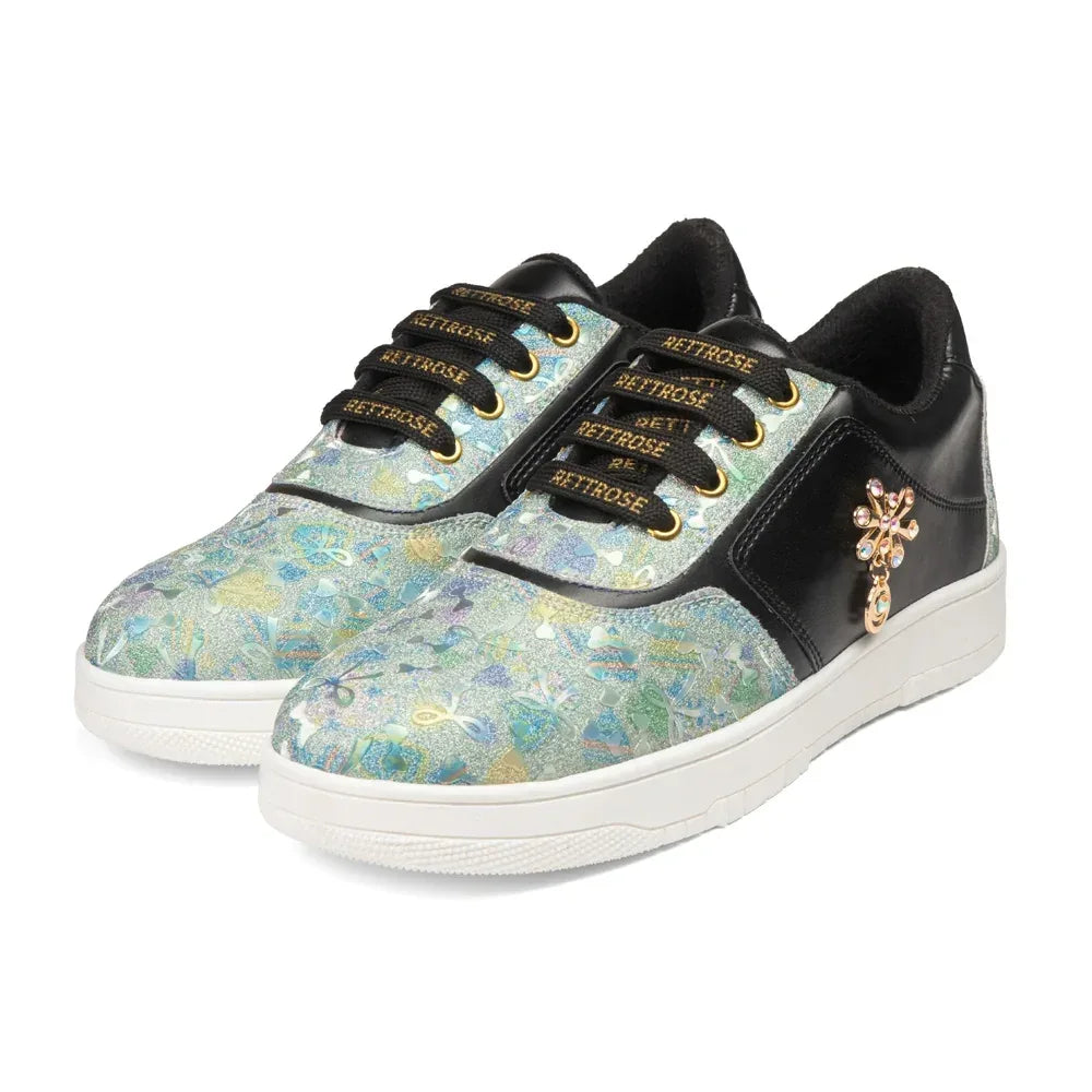 The Ocean Haze Lemon Black Luxury Embellished Casual Sneaker