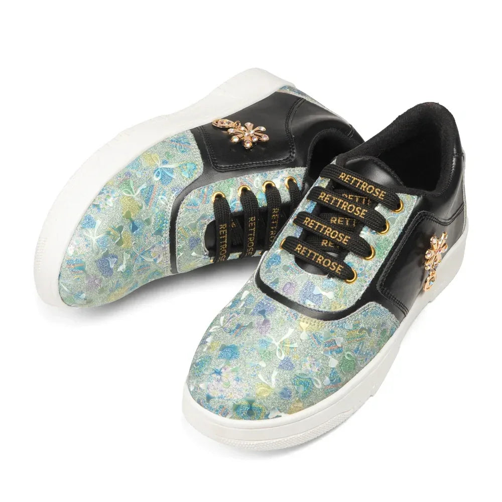 The Ocean Haze Lemon Black Luxury Embellished Casual Sneaker