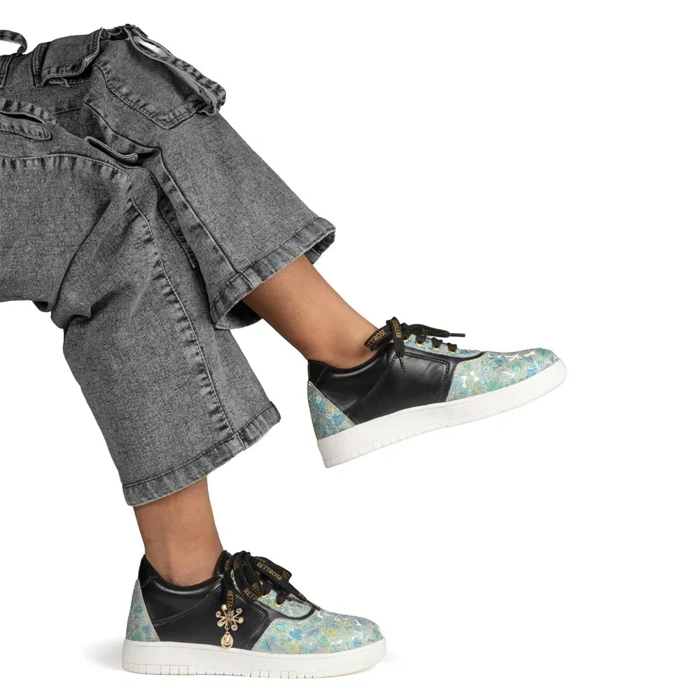 The Ocean Haze Lemon Black Luxury Embellished Casual Sneaker