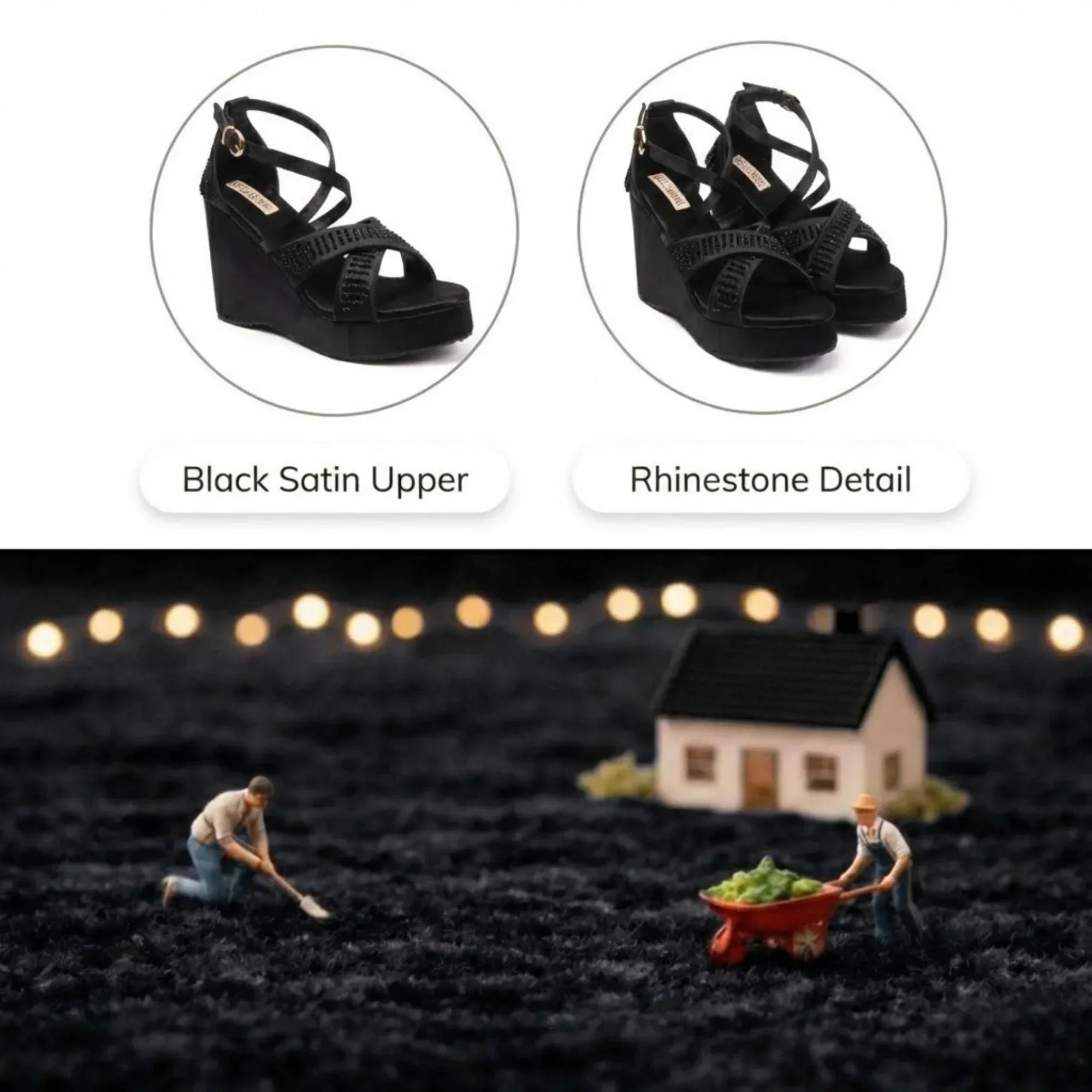 The Genesis Black Hand Embellished Luxury Wedge Shoe