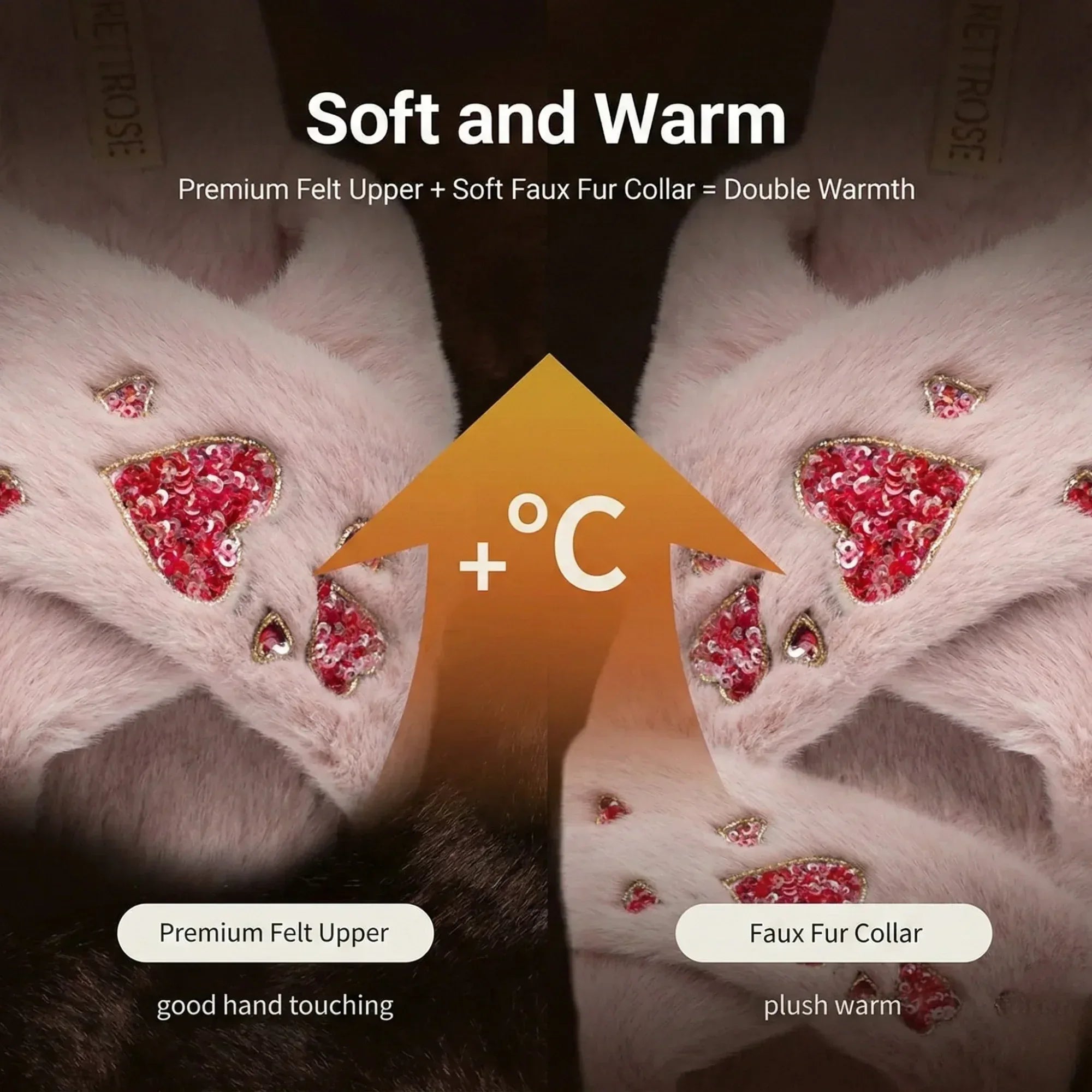 The Kaylee Dusky Pink Luxury Plush Diamante Embellished Slippers