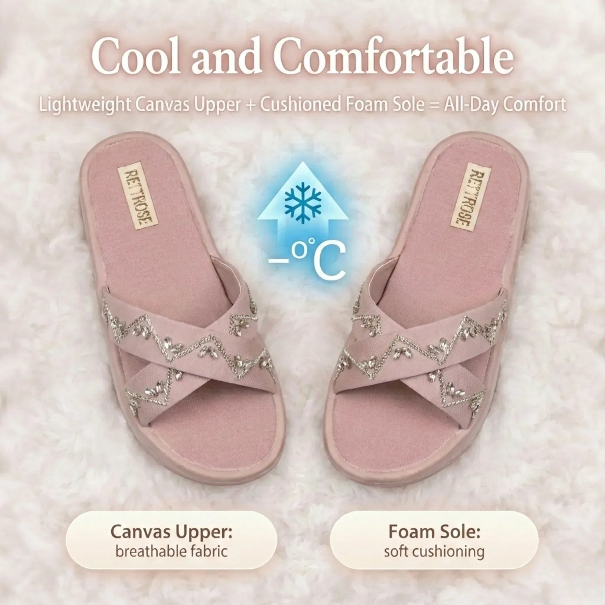 The Soraya Pink Luxury Cross Over Embellished Slides