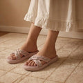 The Soraya Pink Luxury Cross Over Embellished Slides