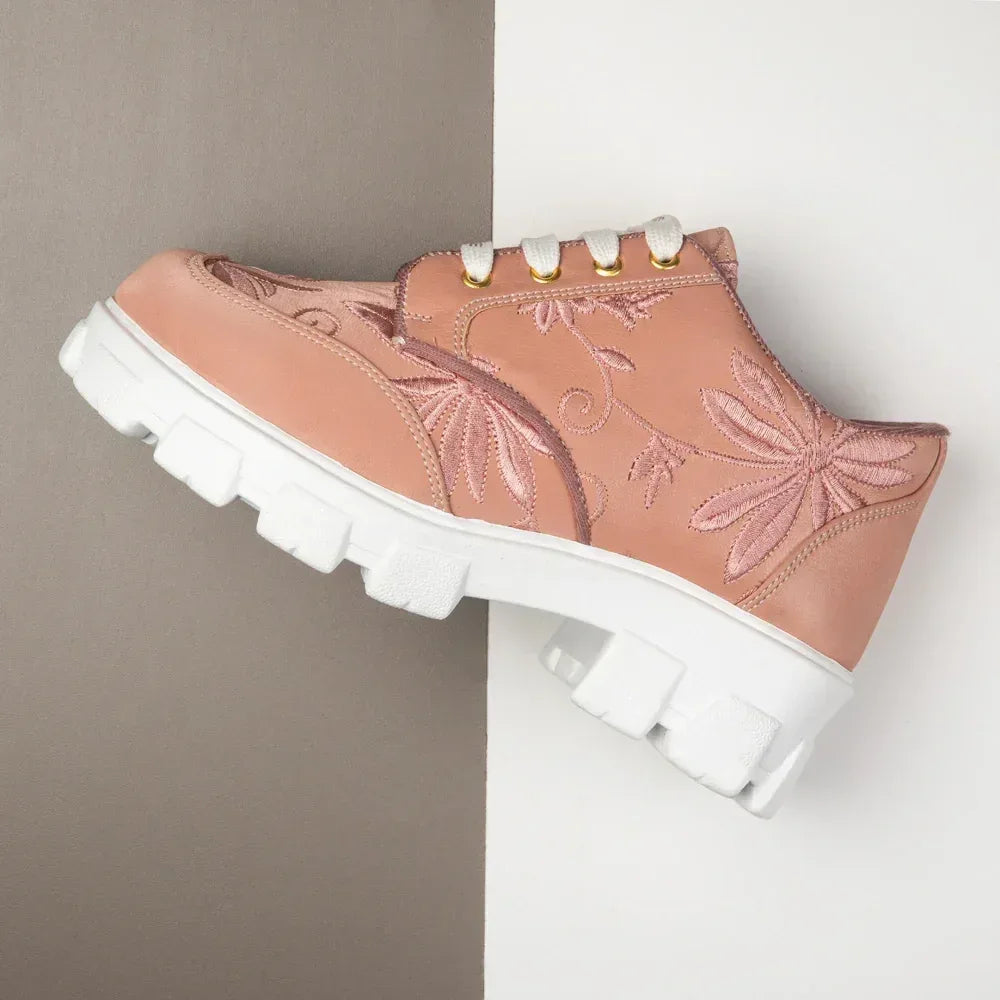 The Rose Blush Peach Luxury Embellished Casual Sneaker