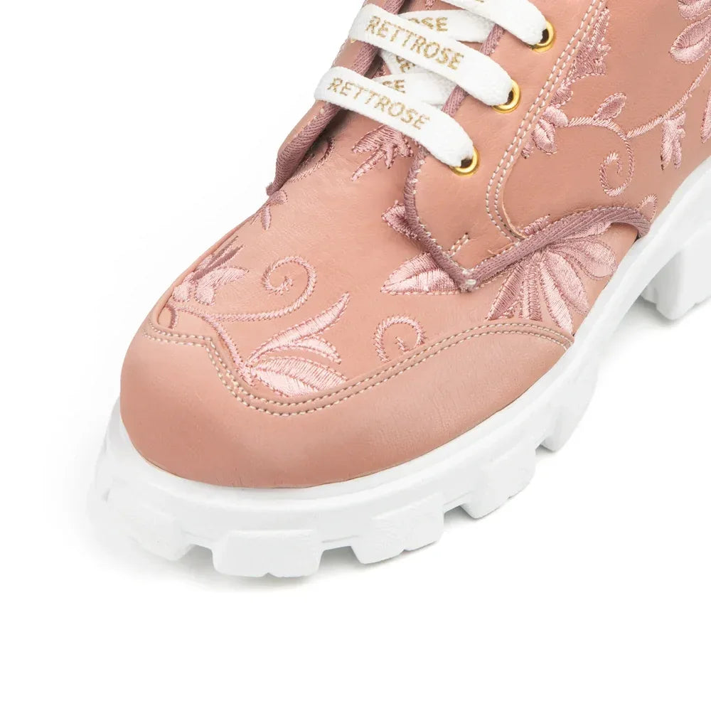 The Rose Blush Peach Luxury Embellished Casual Sneaker
