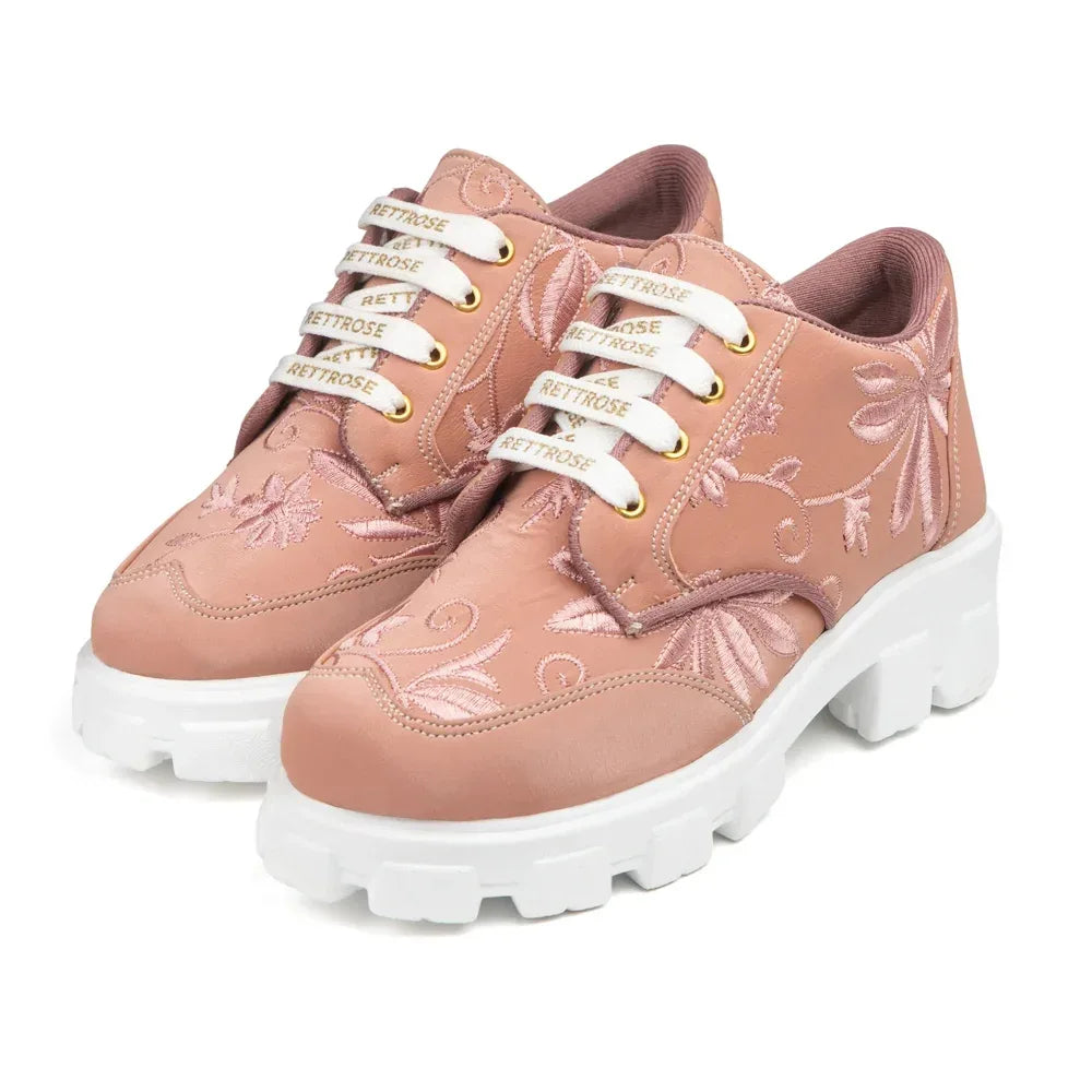 The Rose Blush Peach Luxury Embellished Casual Sneaker