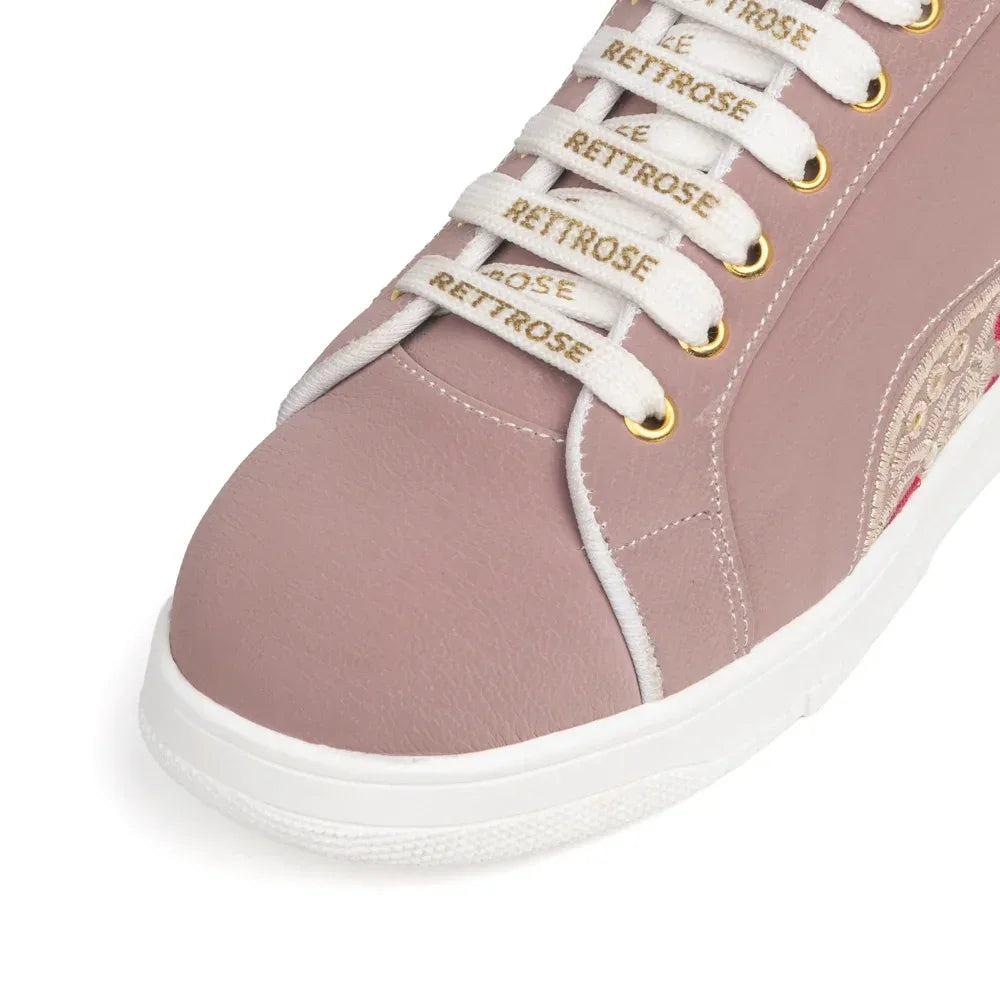 The Medallion Wave Peach Red Luxury Embellished Casual Sneaker