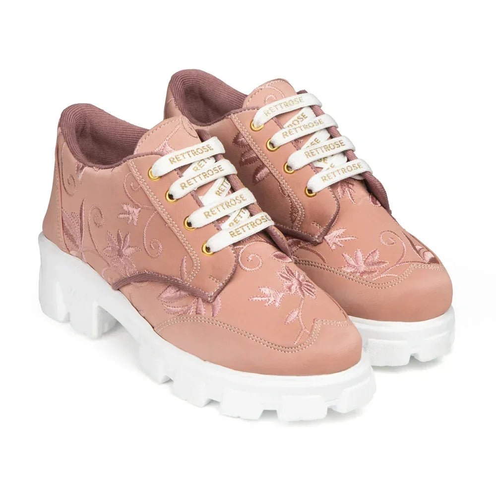 The Rose Blush Peach Luxury Embellished Casual Sneaker