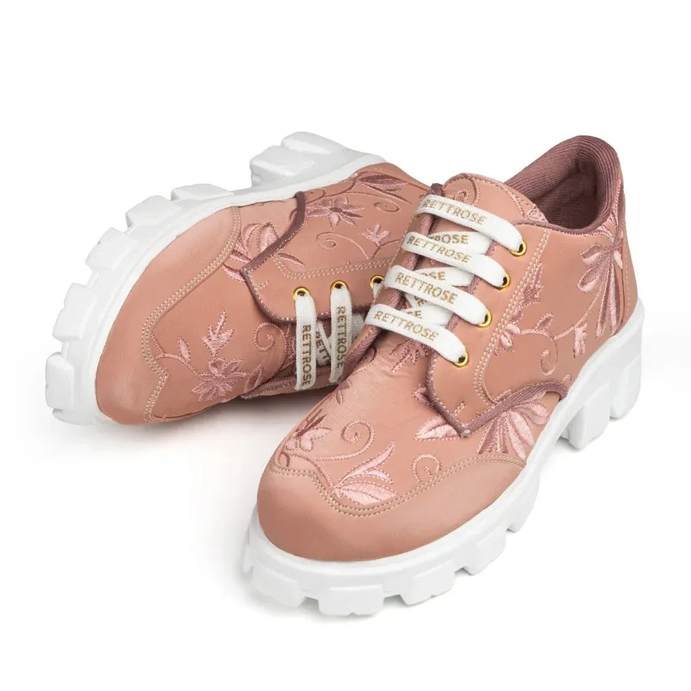 The Rose Blush Peach Luxury Embellished Casual Sneaker