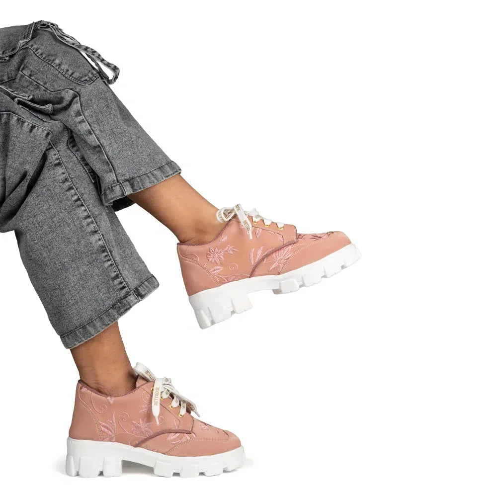 The Rose Blush Peach Luxury Embellished Casual Sneaker