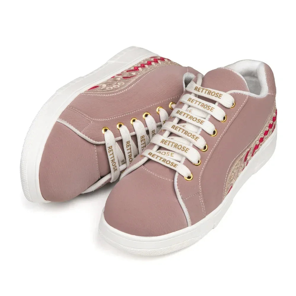 The Medallion Wave Peach Red Luxury Embellished Casual Sneaker