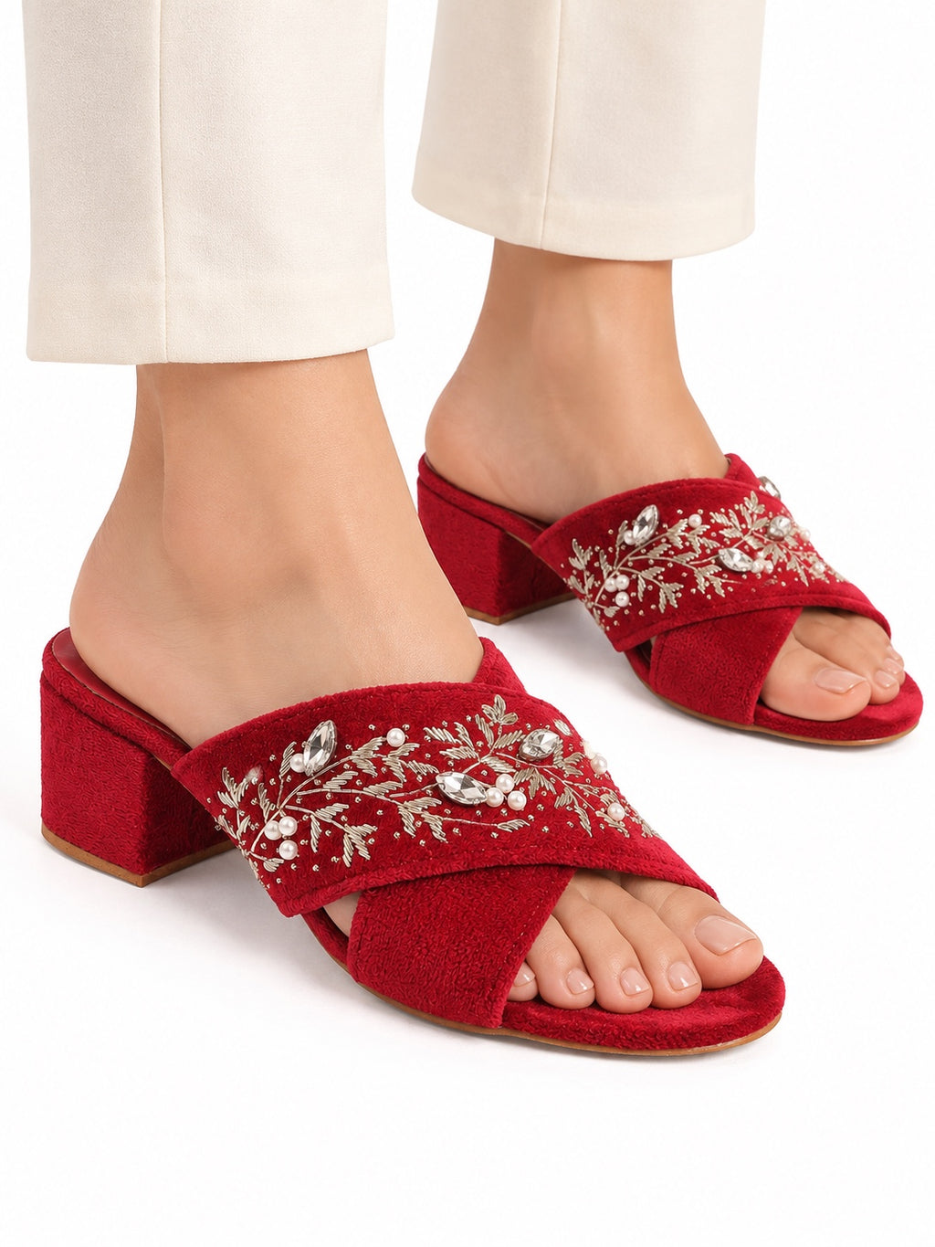 Maroon Meenakari Heels