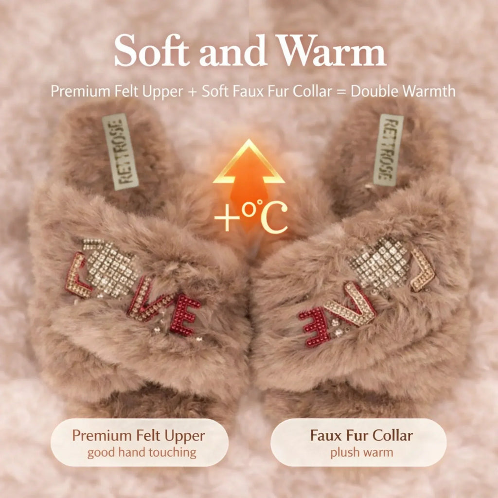 The Velentina Mink Luxury Fluffy Embellished Slippers