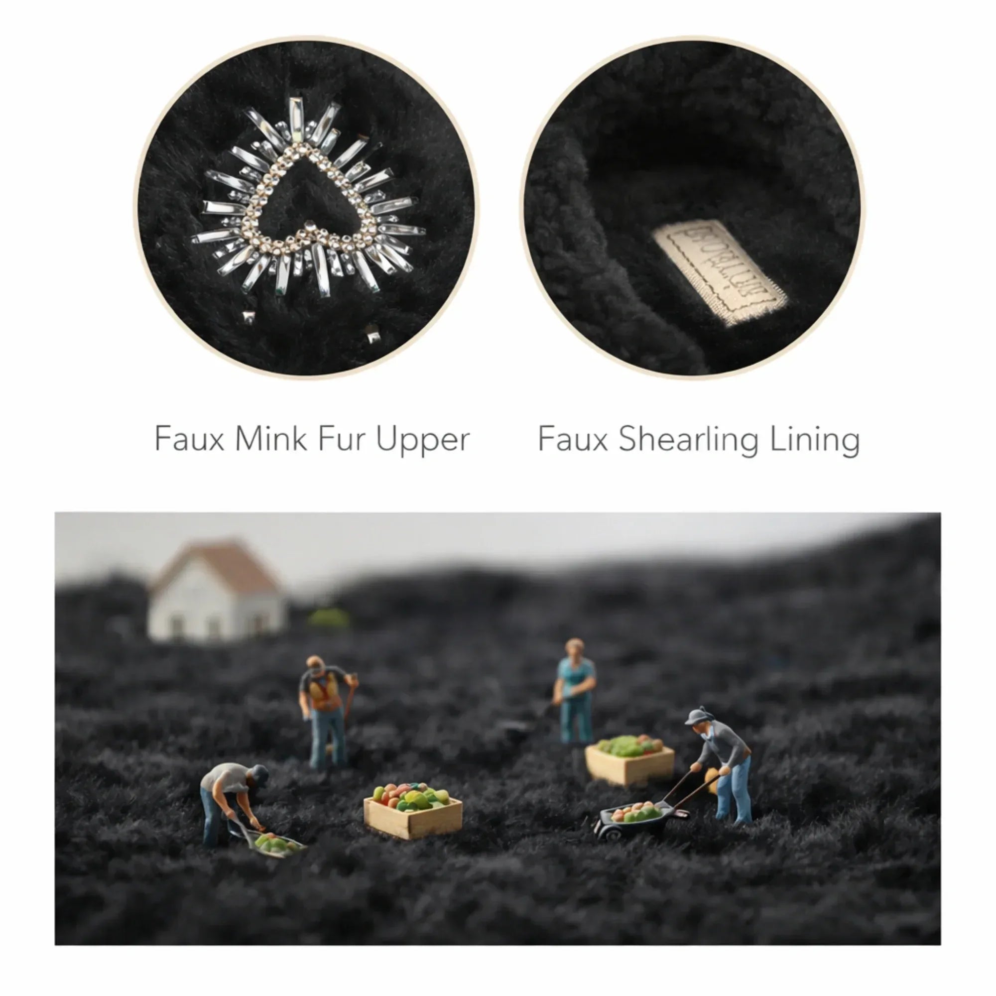 The Noelle Black Luxury Fluffy Embellished Slippers