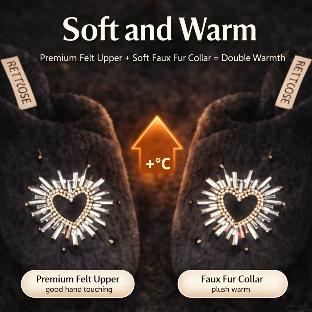 The Noelle Black Luxury Fluffy Embellished Slippers