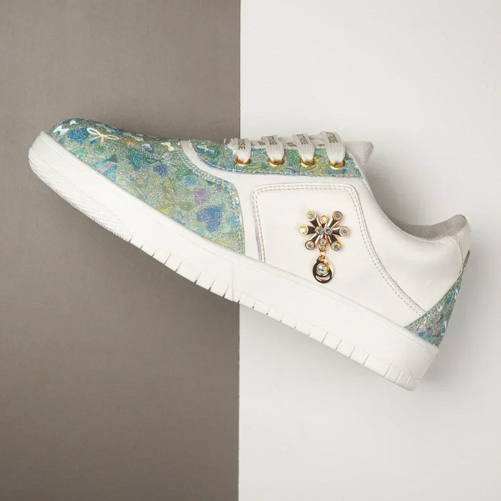 The Ocean Haze Lemon White Luxury Embellished Casual Sneaker