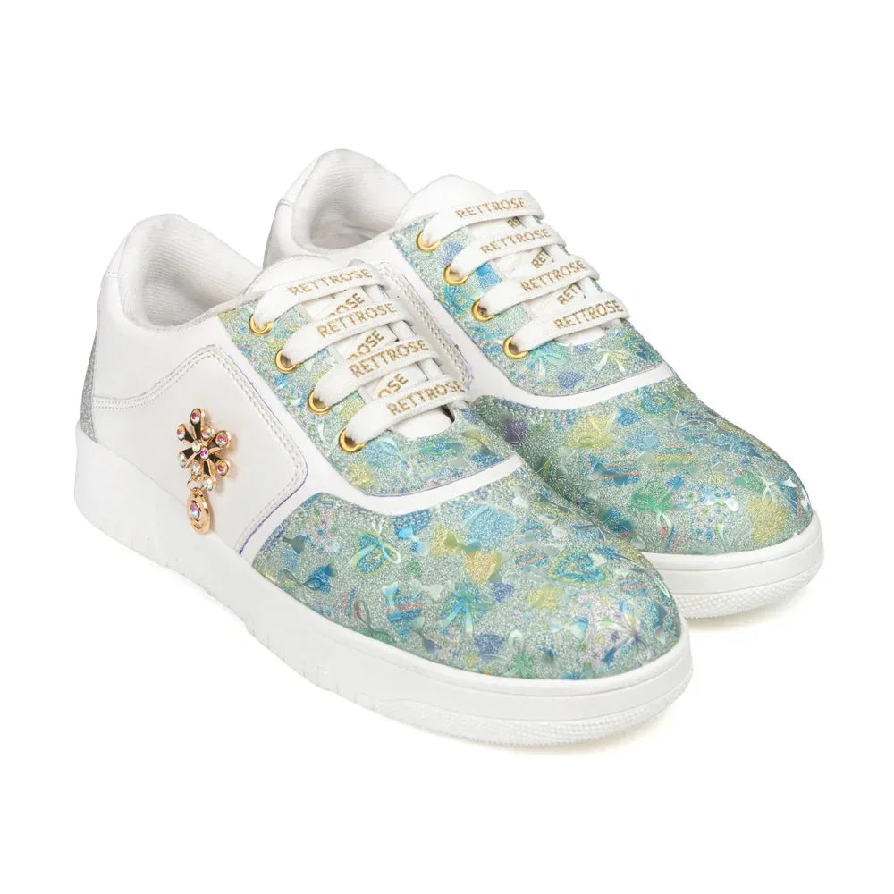 The Ocean Haze Lemon White Luxury Embellished Casual Sneaker
