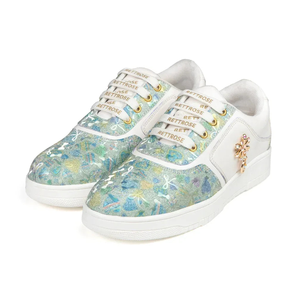 The Ocean Haze Lemon White Luxury Embellished Casual Sneaker