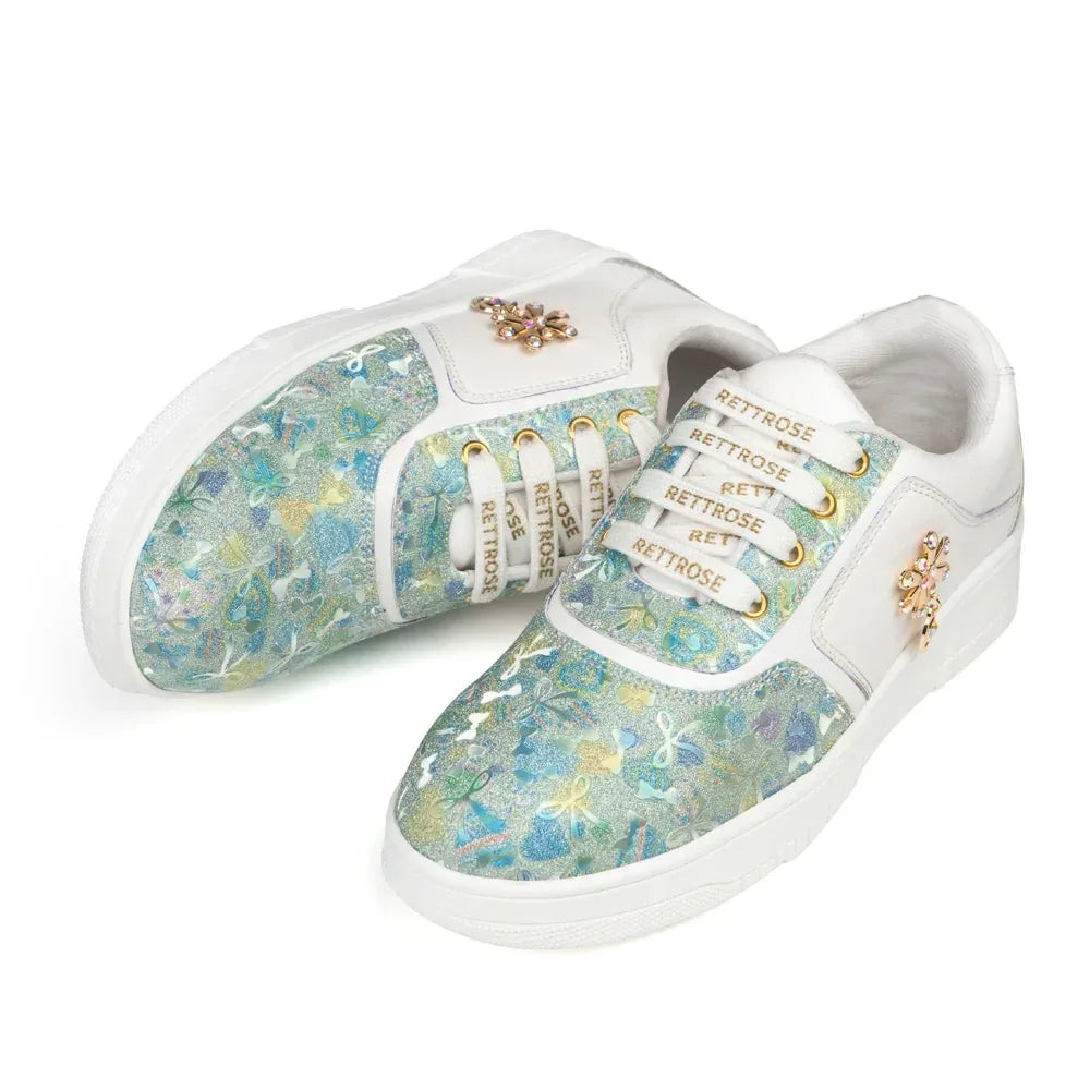 The Ocean Haze Lemon White Luxury Embellished Casual Sneaker