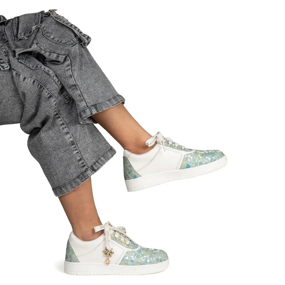 The Ocean Haze Lemon White Luxury Embellished Casual Sneaker