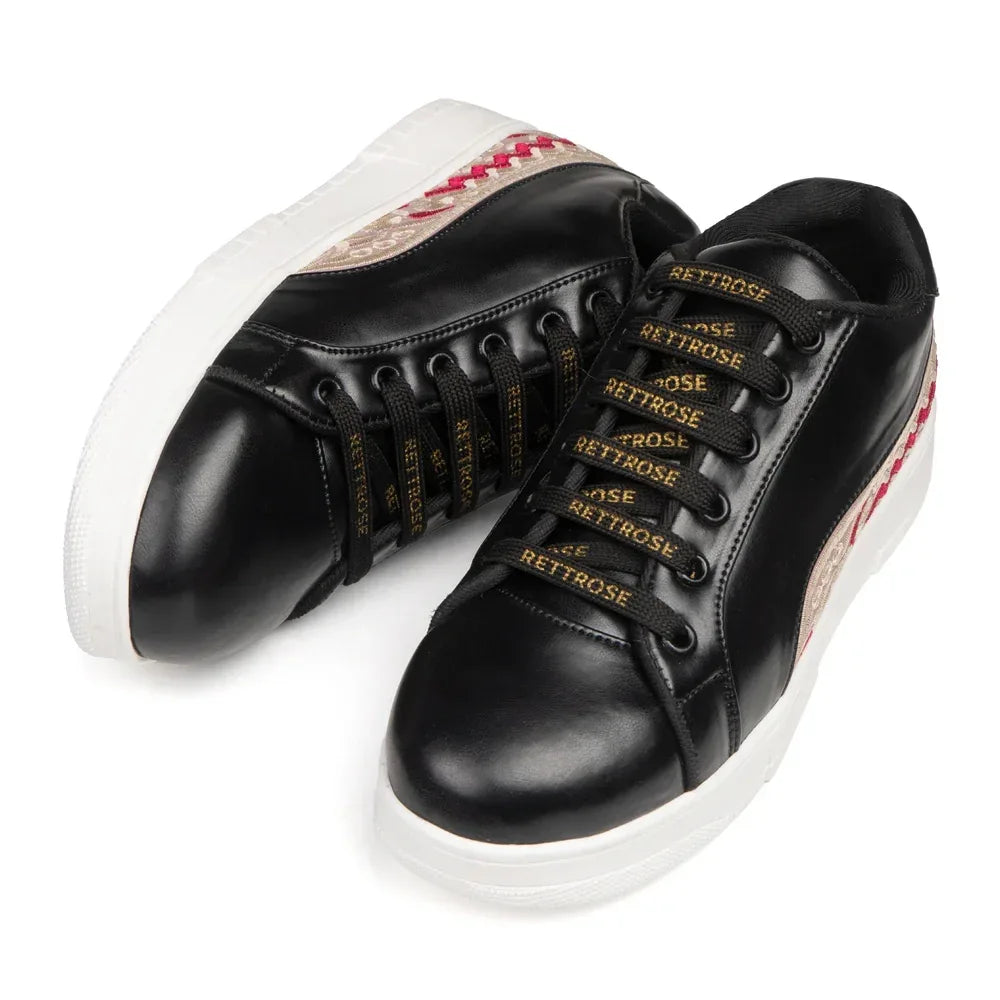 The Medallion Wave Black Red Luxury Embellished Casual Sneaker