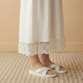 The Willow White Luxury Cross Over Embellished Slides