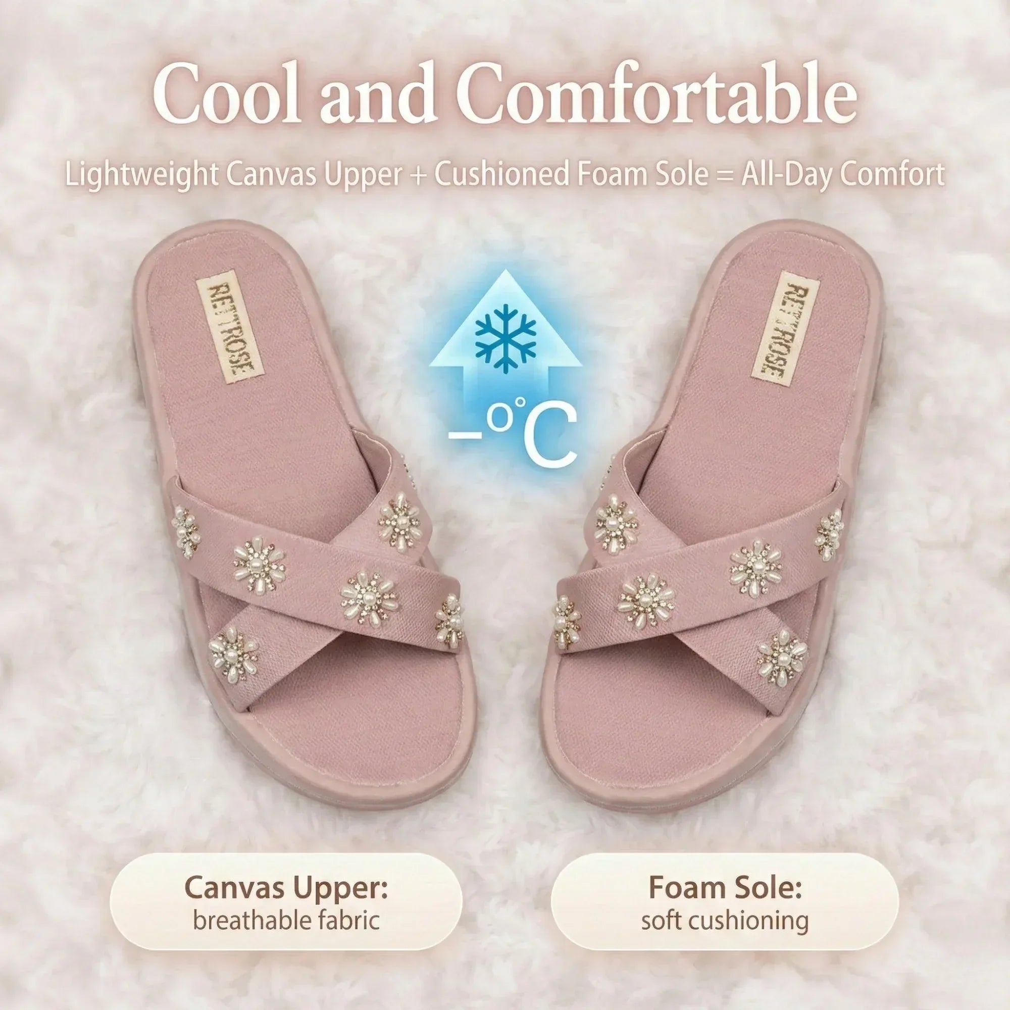 The Safira Pink Luxury Cross Over Embellished Slides