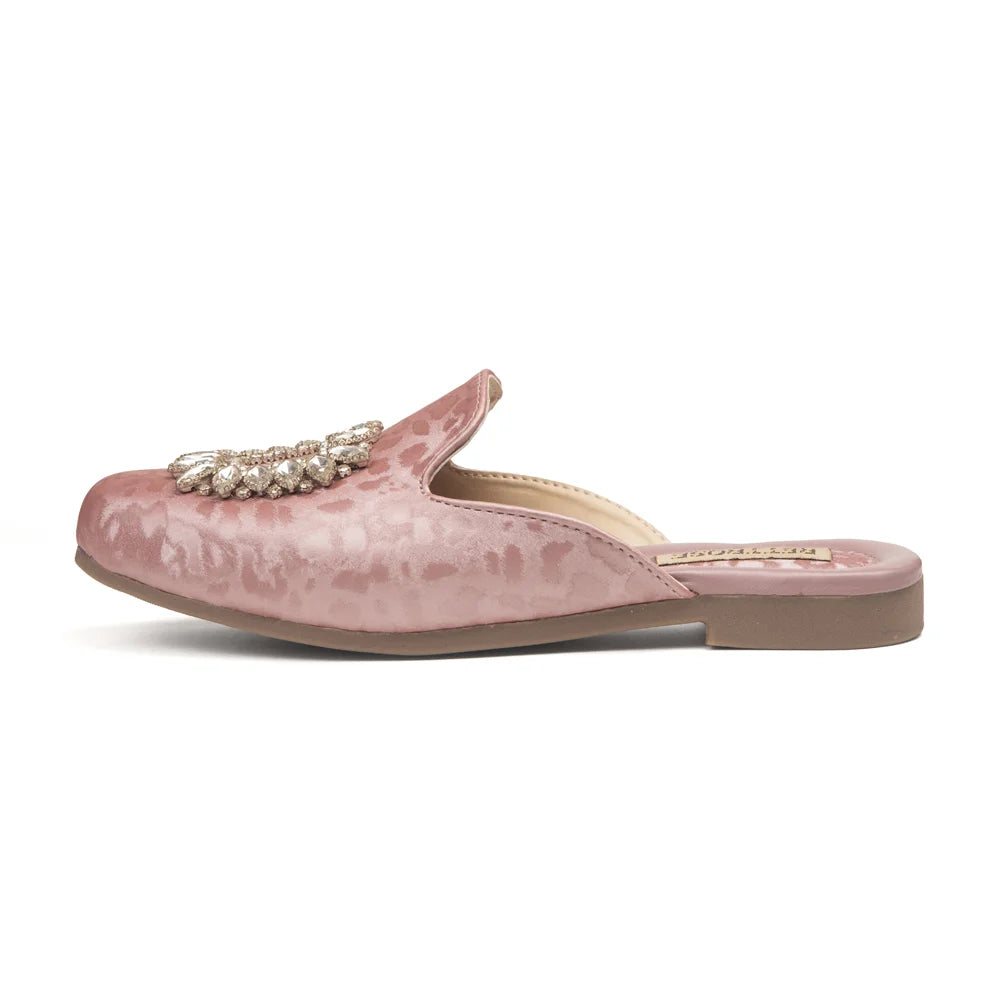 The Stellar Pink Brocade Luxury Embellished Mules