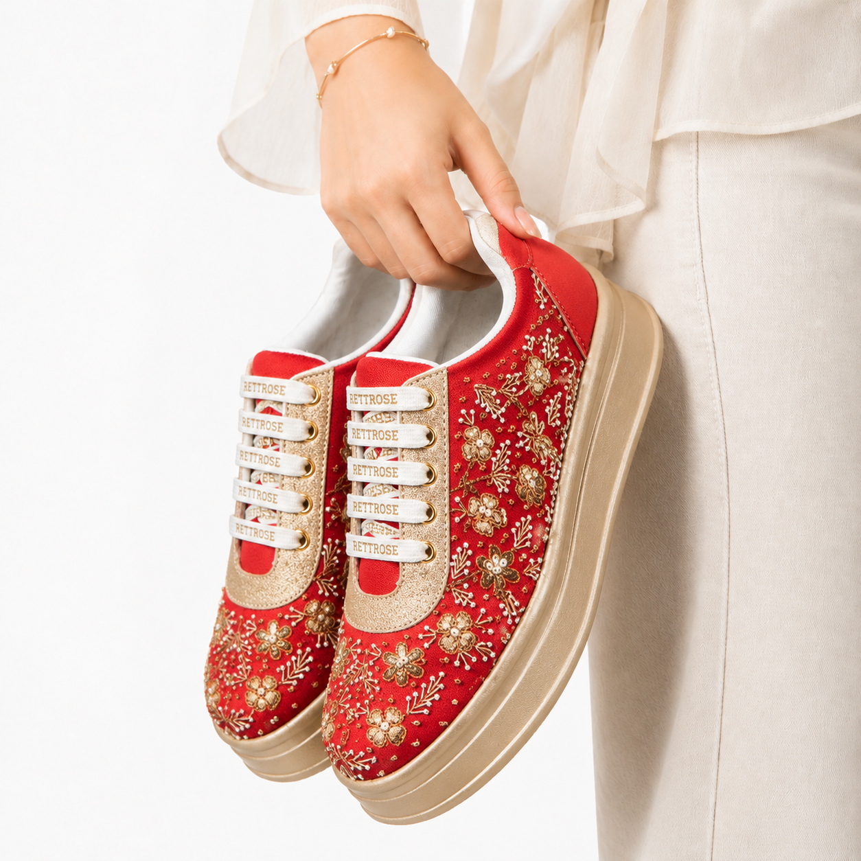 The Duchess Luxury Crimson Royale Embellished Trainer
