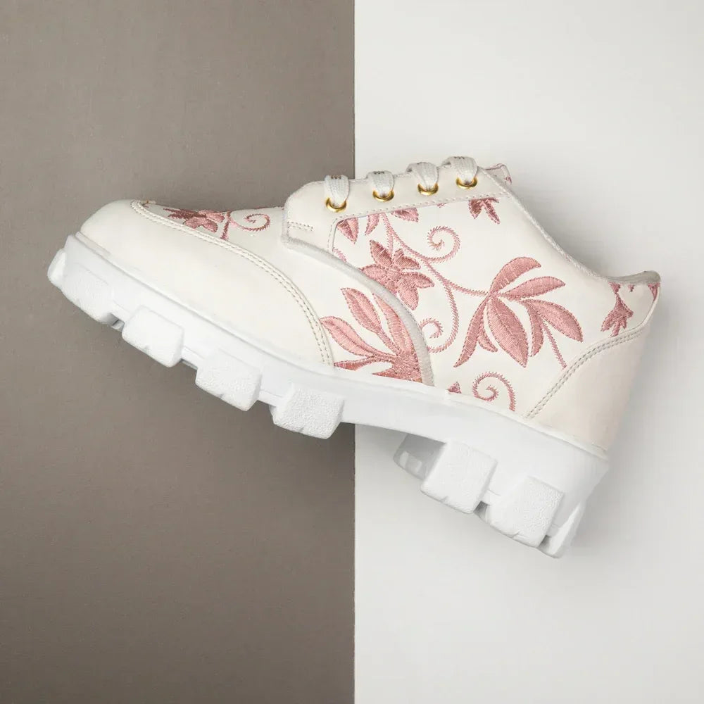 The Rose Blush White Luxury Embellished Casual Sneaker