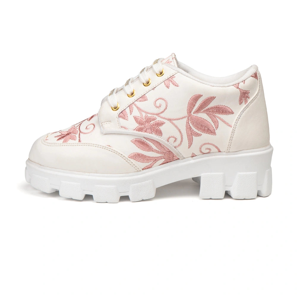 The Rose Blush White Luxury Embellished Casual Sneaker