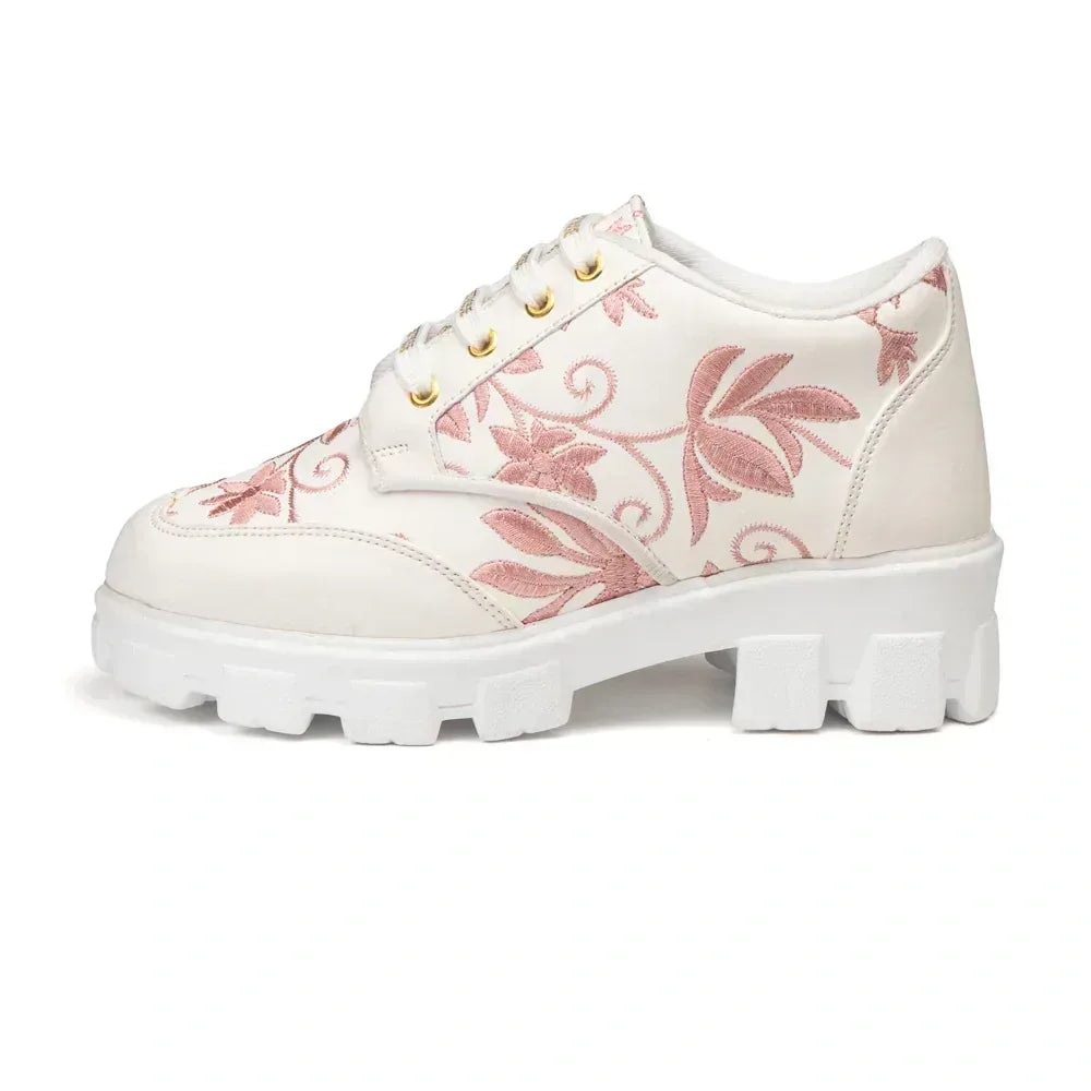 The Rose Blush White Luxury Embellished Casual Sneaker