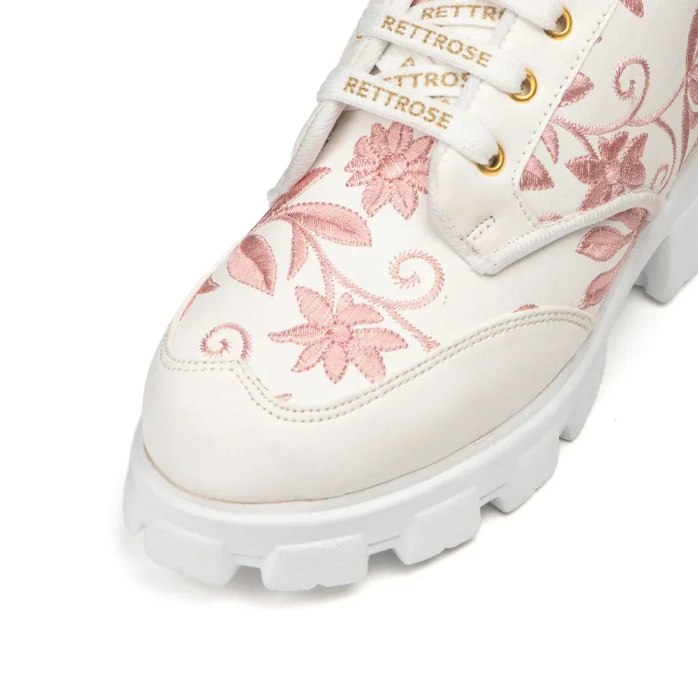 The Rose Blush White Luxury Embellished Casual Sneaker
