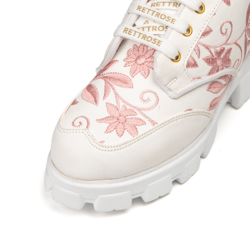 The Rose Blush White Luxury Embellished Casual Sneaker