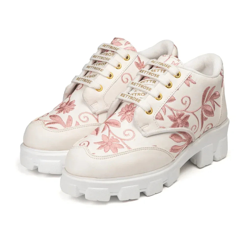 The Rose Blush White Luxury Embellished Casual Sneaker