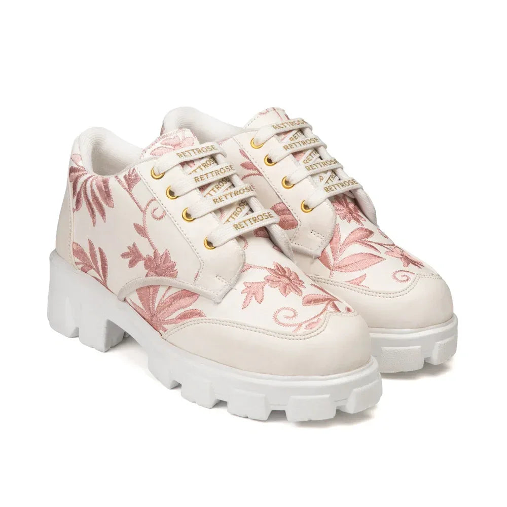 The Rose Blush White Luxury Embellished Casual Sneaker
