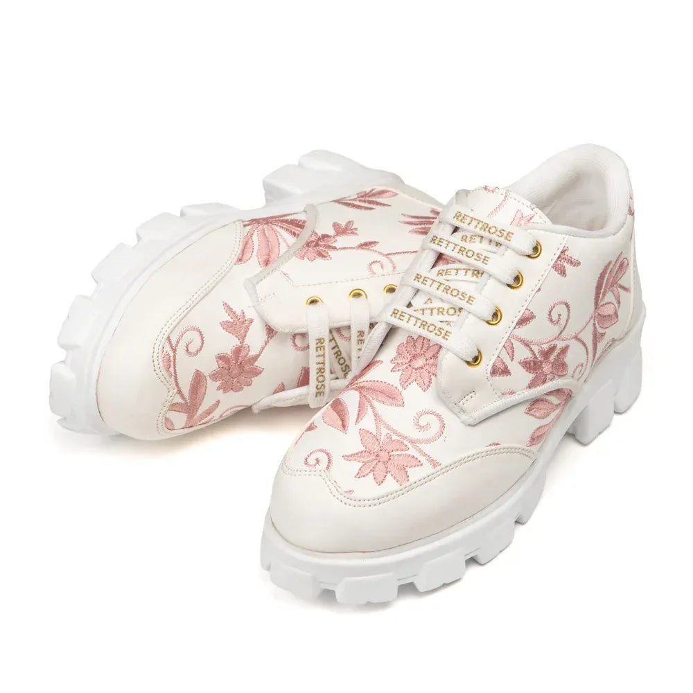 The Rose Blush White Luxury Embellished Casual Sneaker